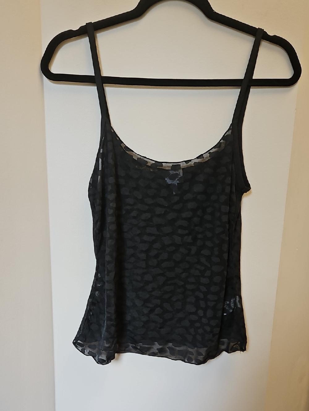Armani Collezioni Black Sheer Leopard-Print Camisole Top